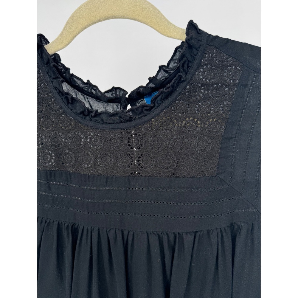 Old Navy Black Sleeveless Mock Neck Lace Yoke Peasant Blouse Womens Plus Size - Picture 2 of 7